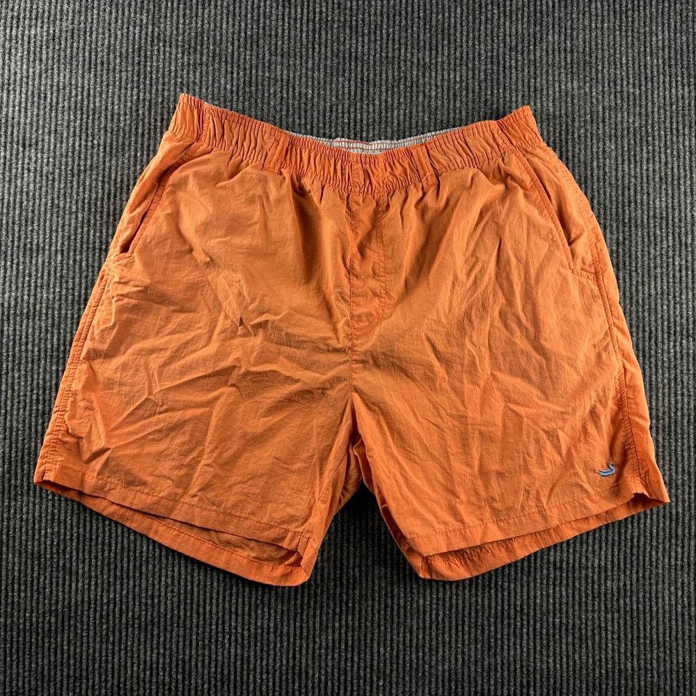 Southern Marsh Mens Orange Dockside Swim Trunks Mesh Lined Shorts Size S